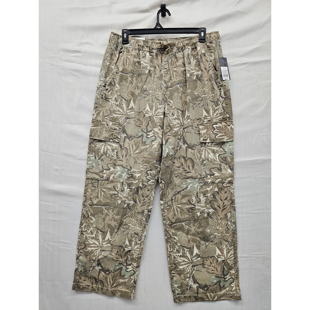 Original Use Mens Baggy Utility Pants Brown Camo Cotton Relaxed Size Large